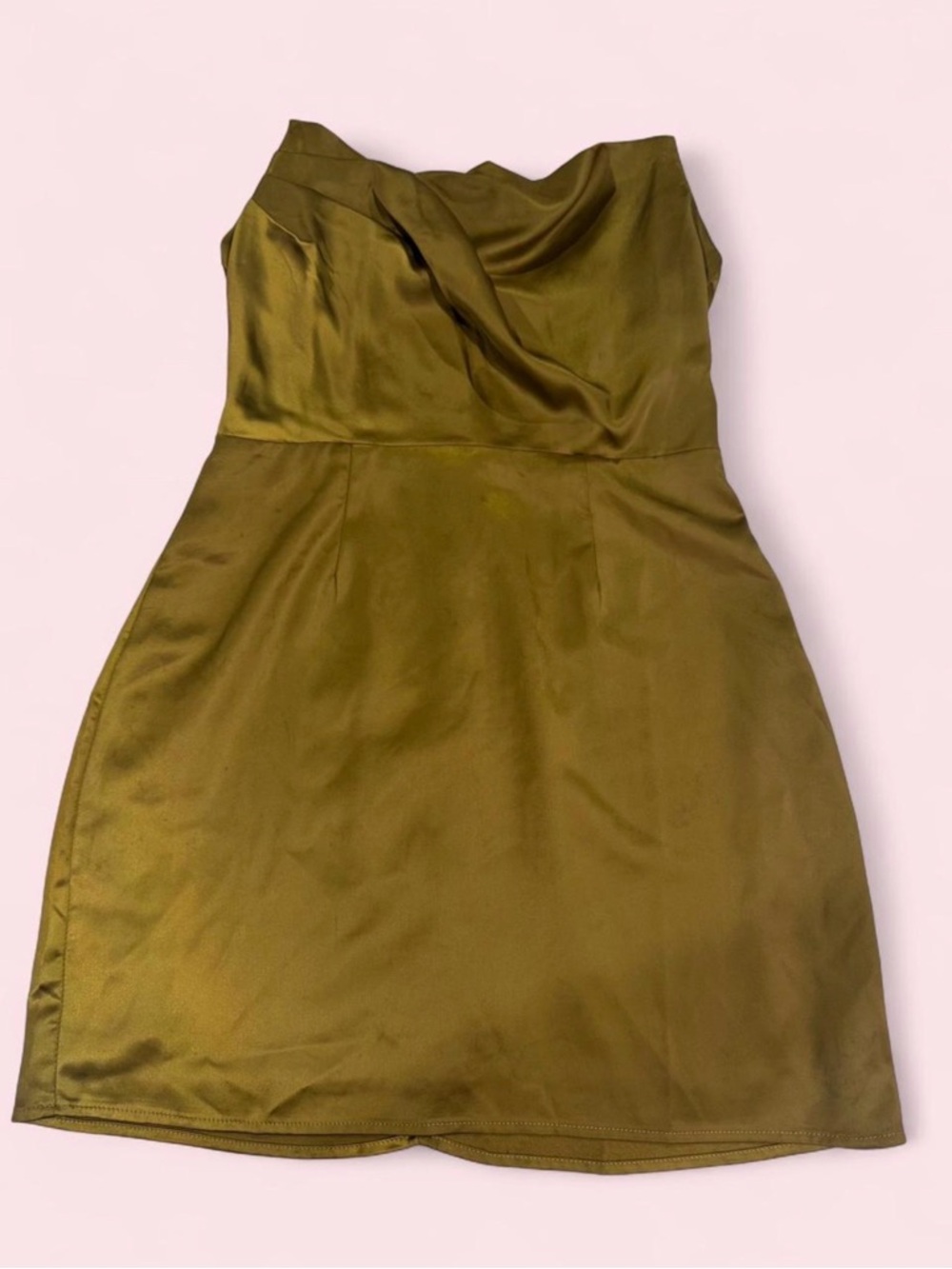 Anthropologie Storia Olive Strapless Satin Cocktail Dress